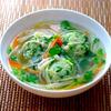 豆苗と鶏つくねのおかずスープ
