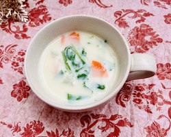 おいしくて低カロリー！水菜の豆乳スープ