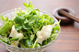 水菜と豆苗の湯葉サラダ