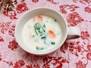 おいしくて低カロリー！水菜の豆乳スープ